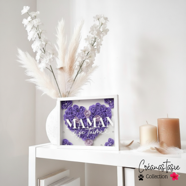 Cadre floral 3D - Mauve & Lilas