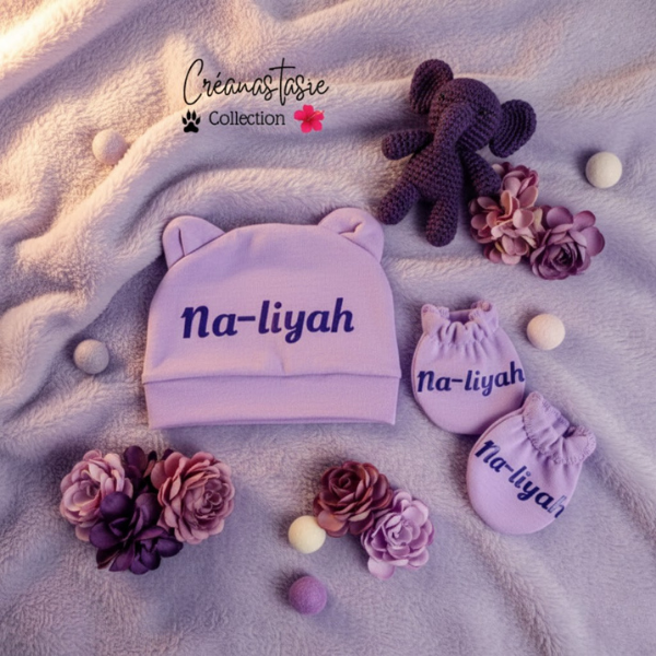 Le petit lilas💜 Bonnet & Moufles
