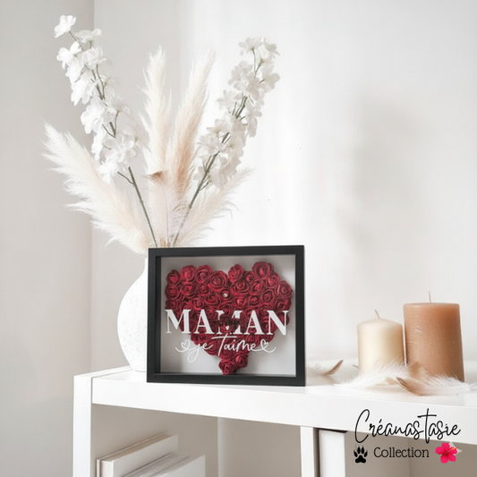 Cadre floral 3D - Bordeaux