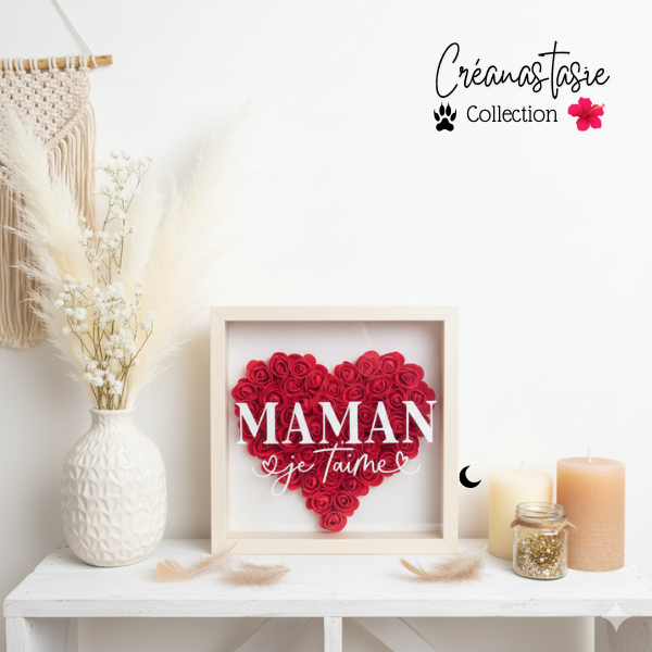 Cadre floral 3D - Rouge