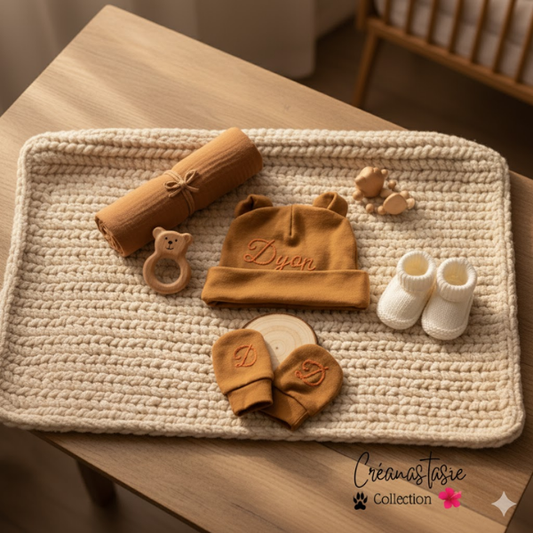 Petit Brun 🐻 Bonnet & Moufles.